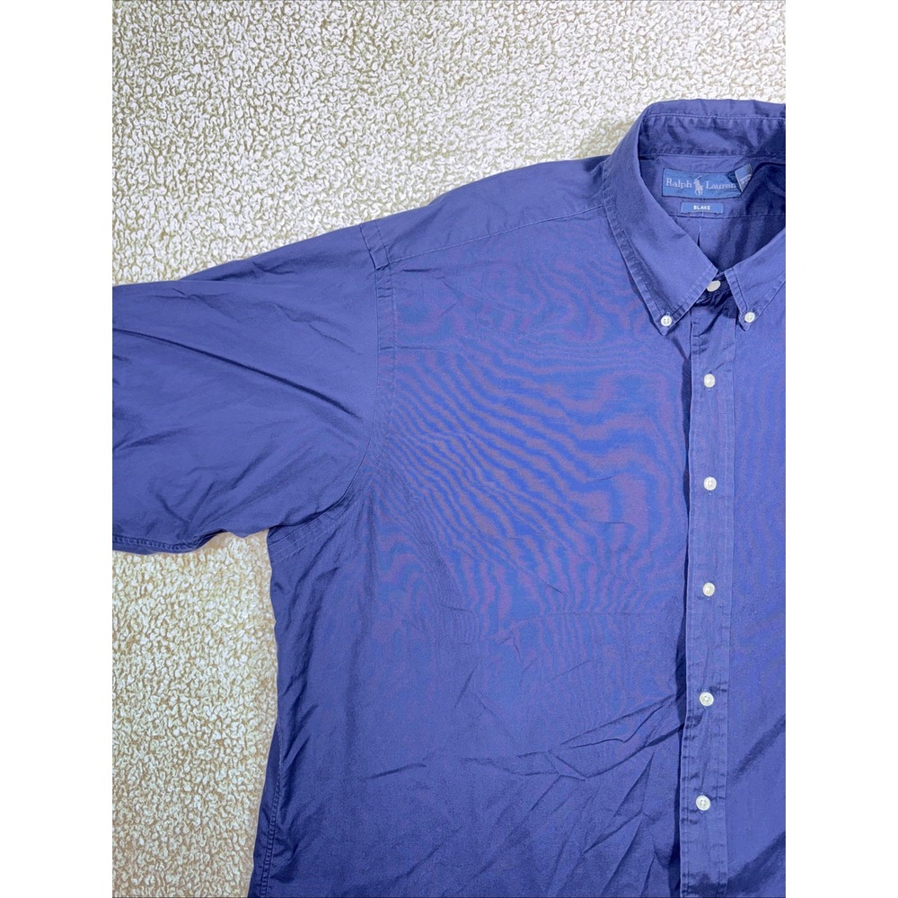 Ralph Lauren Mens Shirt XXL Navy Blue Solid Blake Classic Fit Casual Long Sleeve - Picture 6 of 11